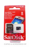 Cartão de Memória Micro-SDHC 8GB - c/ Adaptador SD - SanDisk